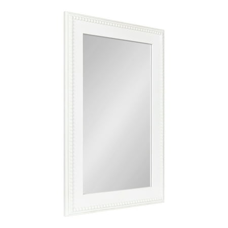 Kate and Laurel Strahm Traditional Wood Framed Mirror 24 x 36 White Decorative Geometric Rectangular Wall Mirror With Detailed Frame for Classic Home Decor