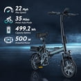 thumbnail image 3 of PORORO DC60 Folding Electric Bike, 14" E-Bikes for Adults, 500W Electric Commuter Bicycle 48V 10.4 Ah Removable Battery, Max Speed 20Mph, Green, 3 of 8