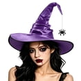 thumbnail image 6 of Witch Hat Hkoxplj Women Ruffled Bat Satin Witch Hat Oversized Wide Brim Halloween Costume Hat Elegant Gothic Cosplay Dress Up Hat Lightweight Festival Accessory for Halloween Masquerade Hat, 6 of 6