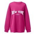 thumbnail image 4 of Cnbwig Pullover Sweatshirts Tops Womens Letter Print Sweatshirt Crewneck Long Sleeve Drop Shoulder Loose Fit Casual Sweatshirt Hooded Sweatshirts Ladies Tops A13-Hot Pink L, 4 of 4