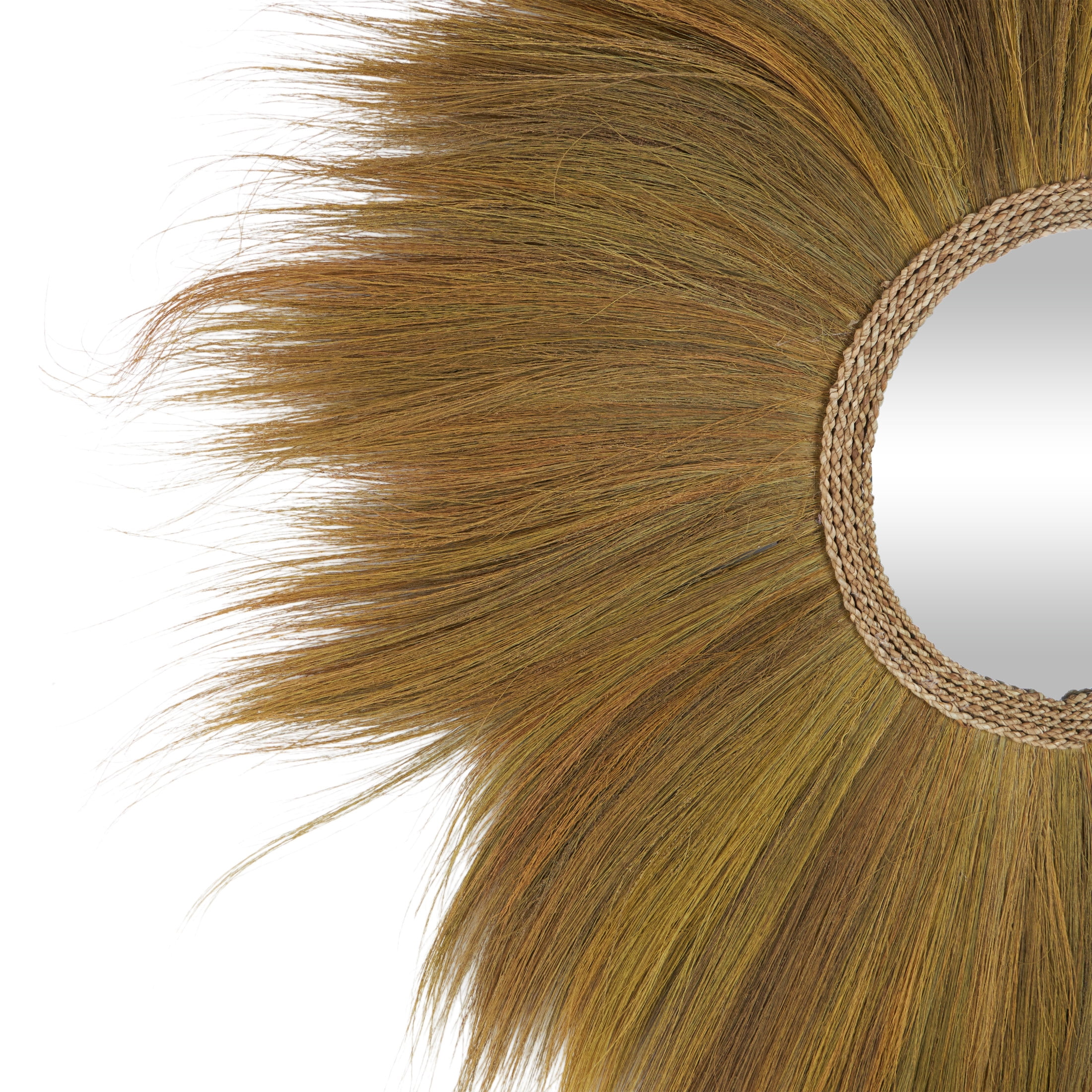 DecMode 45" x 45" Brown Tribal Inspired Sunburst Grass Wall Mirror with Coiled Rope Center