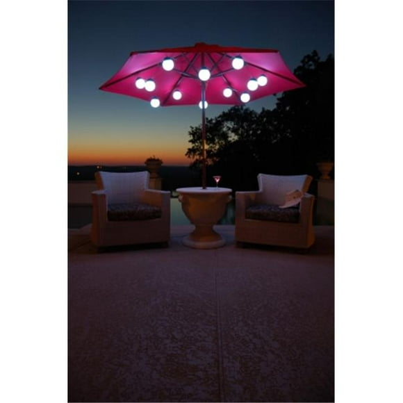 Patio Living 08129 12 Globe Changement de Couleur LED Parapluie Chaîne Lumières