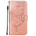 thumbnail image 2 of Nalacover for Samsung Galaxy S23 Wallet Case, Rhinestone Butterfly& Flower Pattern Cover with Card Slots Holder Kickstand, Wrist Strap Handbag PU Leather Magnetic Clasp Shockproof Case, Rosegold, 2 of 11