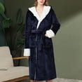 thumbnail image 2 of Penkiiy Fleece Hooded Robe Bathrobe Women's Winter Warm Nightgown Couple Bathrobe Men And Women And Winter Nightgown Navy Nightgowns, 2 of 8