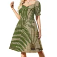 thumbnail image 1 of Vestido de manga corta con estampado botánico hipster de hojas de helecho y follaje vintage, vestidos elegantes y bonitos para mujer., 1 of 8