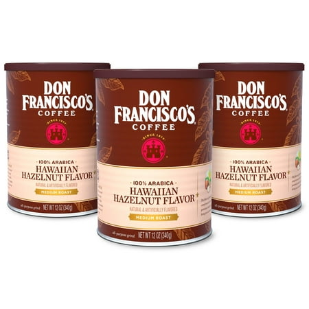 Don Francisco's Hawaiian Hazelnut Flavored, Medium Roast, Ground Coffee, 12 oz. (Pack of