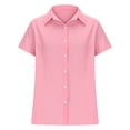 thumbnail image 6 of Women's Loose Fit V Neck Linen Blouse Shirt Tops Solid Color Casual Daily Wear Business Casual Vacation Fashion Essential Gift for Women | CSEONE,Pink L, 6 of 9