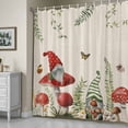 thumbnail image 5 of Dwarfs Mushrooms Shower Curtain, Spring Plant Leaf Butterfly Linen Waterproof Shower Curtain Set with 12 Hooks Lightweight Bath Curtains Fabric Bathroom Decor 36x72 Inches, 5 of 9