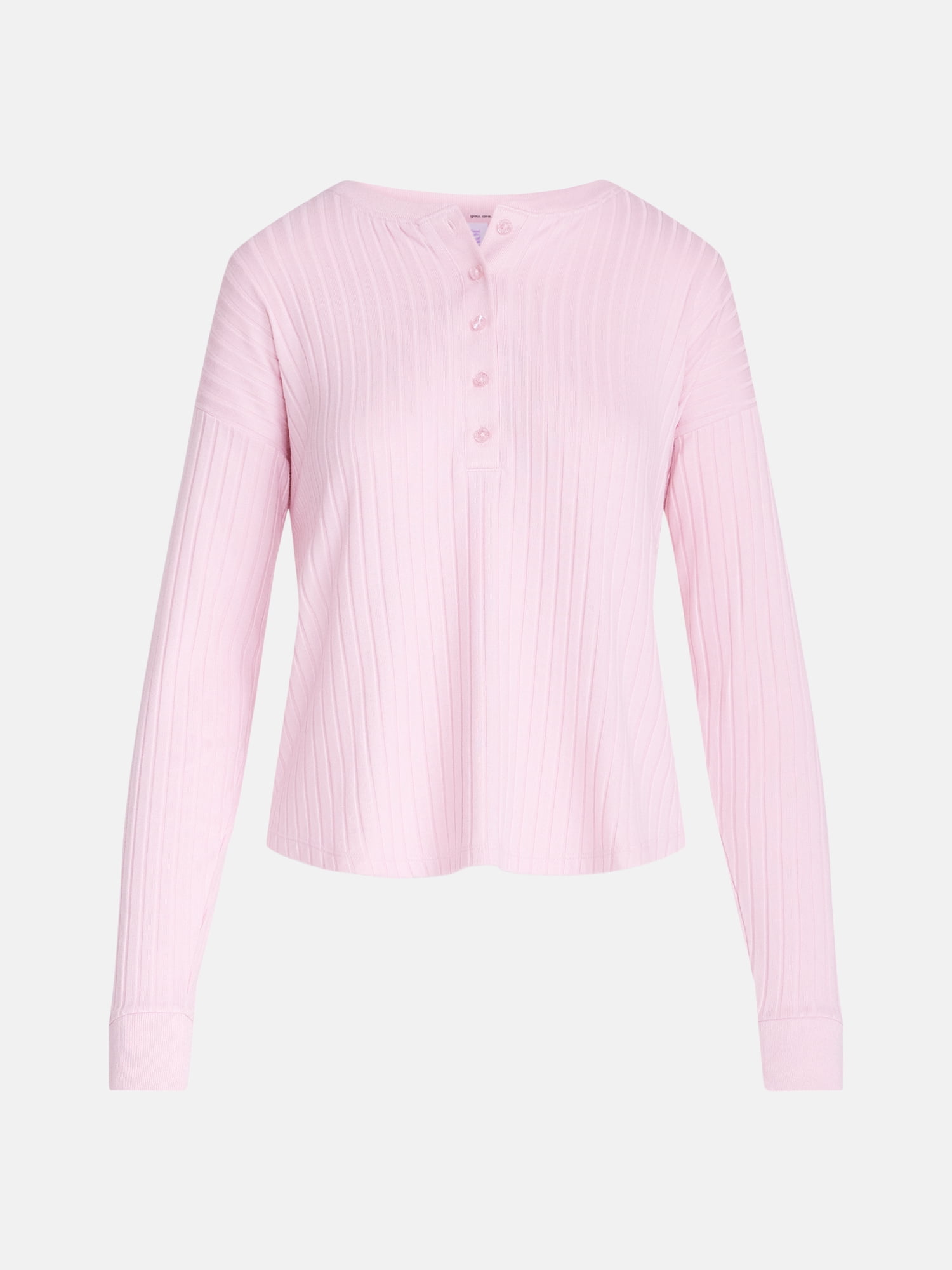 Joyspun Women's Cozy Lounge Collection Hacci Long Sleeve Henley Sleep Top, Sizes XS to 3X