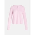 thumbnail image 5 of Joyspun Women's Cozy Lounge Collection Hacci Long Sleeve Henley Sleep Top, Sizes XS to 3X, 5 of 5