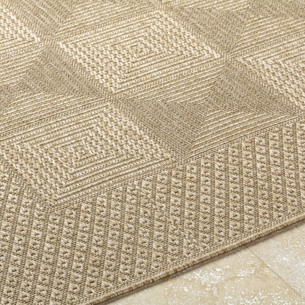 Livabliss Outdoor Rugs, 5x7 Sandra Cottage Beige Area Rug for Patio, Porch, Deck, Backyard, Waterproof Indoor Outdoor Carpet (5'3" x 7')