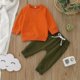 thumbnail image 3 of Gibobby Conjunto de pantalón para bebé Conjunto de ropa de 2 piezas para niños pequeños, camisetas de manga larga de invierno, pantalones(Naranja,2-3 Años), 3 of 4