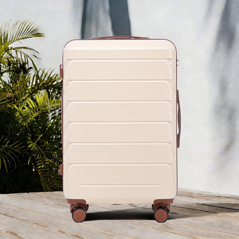 28 Inch ABS Hard Shell Large Travel Checked Luggage - Scratch Resistant Surface Four Multi-Directional Wheels,  With Combination Lock and Side Hooks .(Silver)