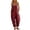 Wine, variant on Womens Solid Linen Blend Bib Overall Jumpsuit Oversized Side Patch Pockets Metal Button Adjustable Shoulder Straps Cuffed Ankle Hem Loose Fit Full Length Casual Baggy Romper Bottoms