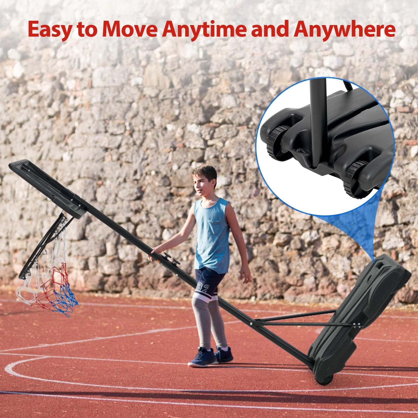Kids Basketball Hoop,Outdoor Portable Adjustable Basketball Goal System with Height Adjustable 5-7 FT, 28" Backboard & Wheels for Youth Adult at Indoor Outdoor 3+