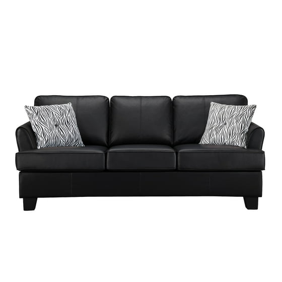 Chantal Black Faux Leather Queen Size Hide A Bed Sofa Sleeper Solid Wood Frame