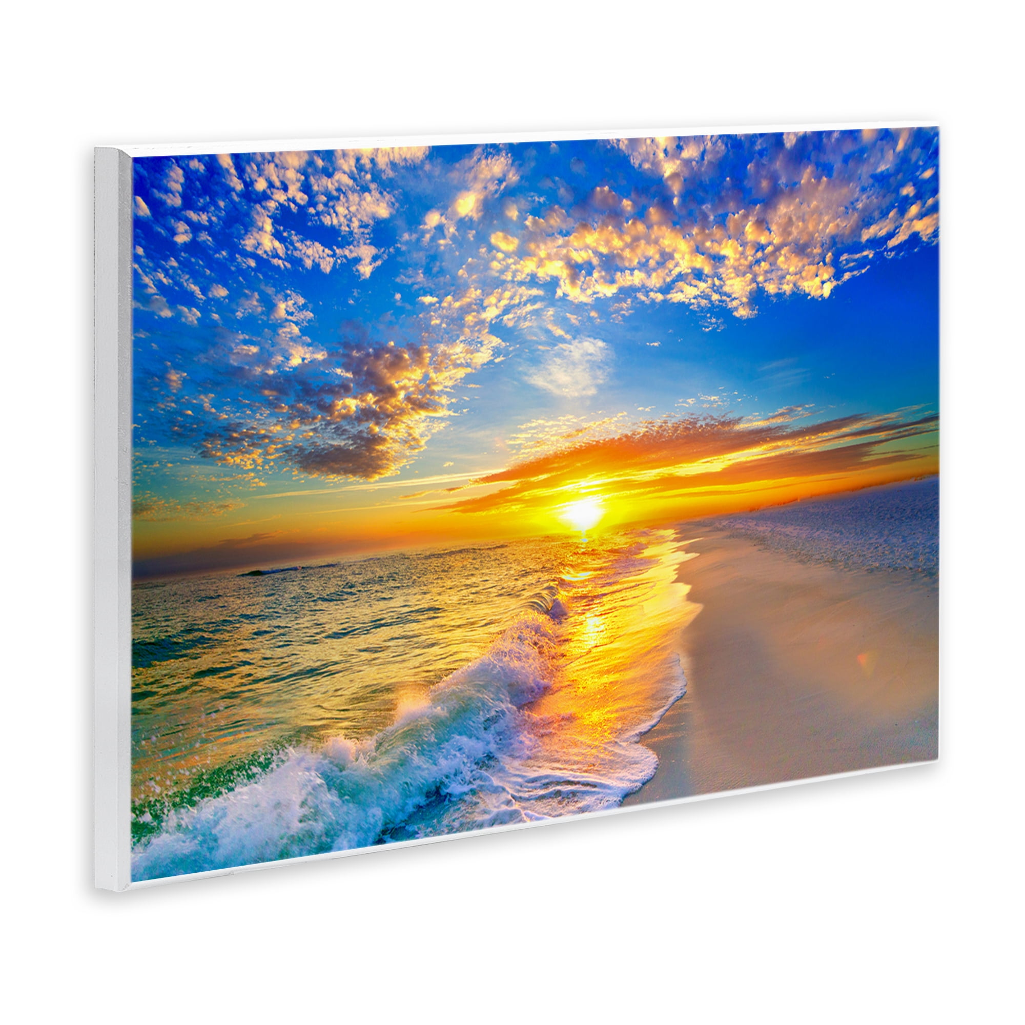 Stupell Industries Golden Sunset Beach Blue Sky Wall Plaque Art, design by Eszra Tanner