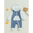 thumbnail image 2 of Wassery Baby Boys Girls Full Length Jumpsuit 3 6 12 18 Months Infant Fall Contrast Color Zipper Hood Romper Long Sleeve Crew Neck Bodysuits, 2 of 8