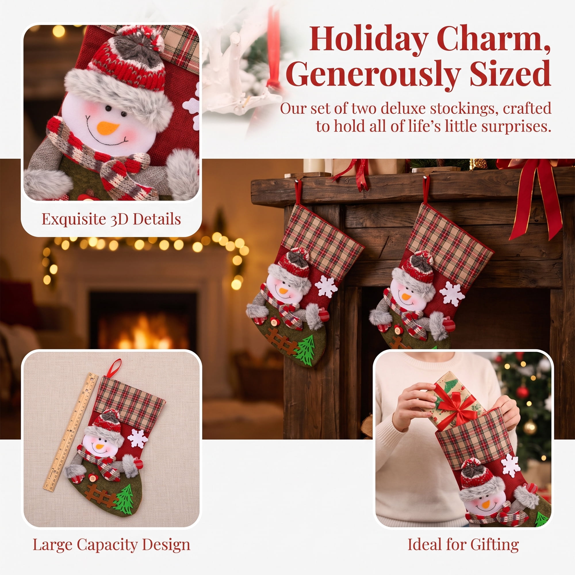 Unique Bargains Playful Cartoon Christmas Stockings Sideboard Rail Accents Snowman 12"