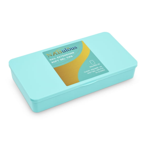 NABulous™ Clear Square XS Extra Short Soft Gel T™ Nail Tips - 600 Pieces | Full Cover & Pre-Shaped Tips (Square XS)