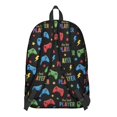 thumbnail image 3 of Game Controller Black Pattern Backpack for School, Cute School Bag with Adjustable Shoulder Straps and Padded Back, 15.7"x11.8"x5.5", 3 of 5