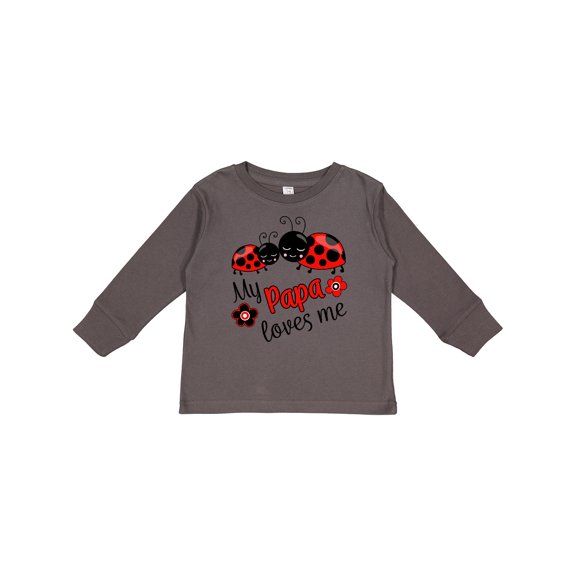 Inktastic My Papa Loves Me with Cute Ladybugs Boys or Girls Long Sleeve Toddler T-Shirt