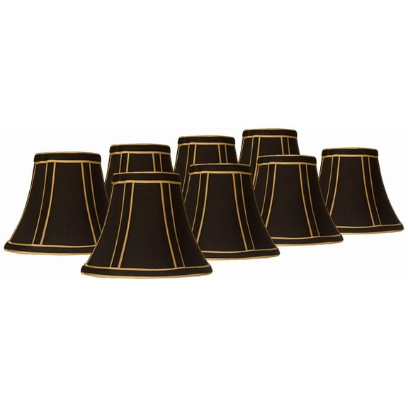 Springcrest Set of 8 Empire Lamp Shades Black with Gold Trim Small 3" Top x 6" Bottom x 5" High Candelabra Clip-On Fitting