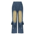 thumbnail image 4 of YanHoo Barrel Jeans for Women Wide Leg Mid Waist Denim Pants Teens Y2k Baggy Streetwear Loose Stretchy Boyfriend Jeans with Pockets Blue,S, 4 of 7