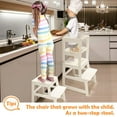 thumbnail image 4 of Wooden Kids Montessori Step Stool with Non-Slip Mat, Toddler Standing Tower for Kitchen and Bathroom, 4 of 5