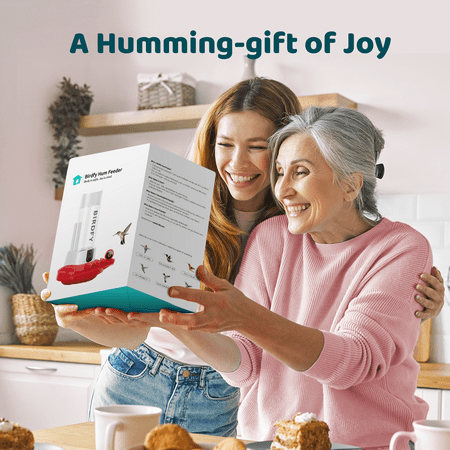 BIRDFY - Smart Hummingbird Feeder, w/Dual HD Cameras, Solar Power, and AI Enabled Bird Recognition - Red and White