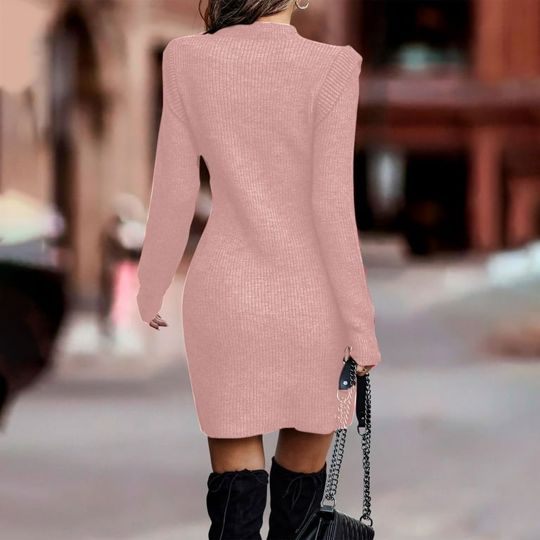 Efsteb Womens Sweater Dress Slim Fitted Bodycon Ribbed Knit Sweater Long Sleeve Crewneck Elegant Cocktail Party Dress (Gray,M), Women's, Size: Medium Efsteb Womens Sweater Dress Slim Fitted Bodycon Ribbed Knit Sweater Long Sleeve Crewneck Elegant Cocktail Party Dress (Gray,M), Women's, Size: Medium