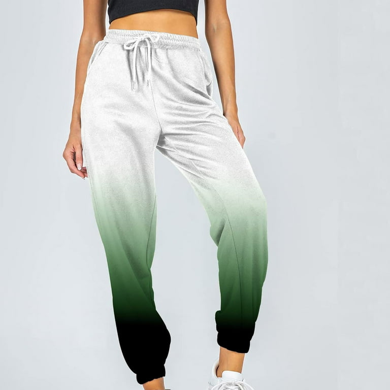 YWDJ Joggers for Women High Waist Tummy Control Fashion Casual Prints  Elastic Waist Trousers Long Straight Pants SweatpantsGreenXL 