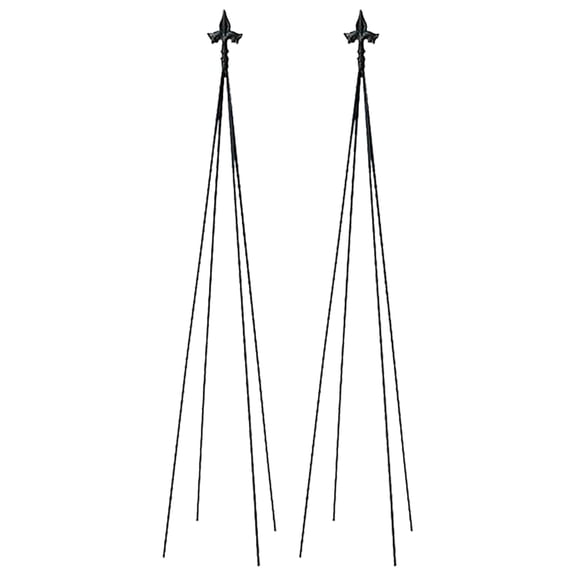 FT-21 Fleur-de-lis, 78-Inch Wrought Iron Garden Stake Trellis, Black (Pack of 2)