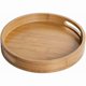thumbnail image 1 of Round wooden tray with handles (brown), 25x25x4cm, round decorative tray, natural bamboo, decorative tray for coffee, bar, 1 of 5