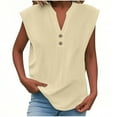 thumbnail image 3 of Camisas para mujer,Blusa de mujer con cuello en V, camiseta holgada de manga larga, mezcla de algodón y lino, top informal para uso diario, sopatenor, 3 of 7