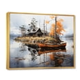 thumbnail image 2 of Designart "Brown Lakehouse Reflections Of silence V" Lake House Cottage Floater Framed Wall Decor, 2 of 7