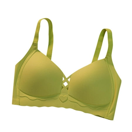 Gnurob Women s Wireless Bra  Sexy Push Up Bralettes Adjustable Straps Brassiere Beauty Back Smoothing Bralette Comfort Revolution Full-Coverage Wirefree Bras for Women Clearance Saving Green Medium