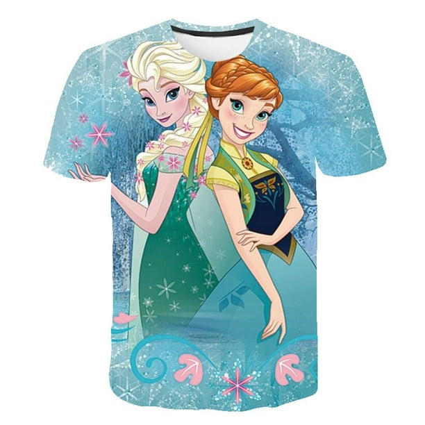 Camisetas de manga corta para niños Frozen 2, camisetas para niñas y niños, camisetas casuales de verano, camisetas de 1 a 14 años, camisetas de Elsa para niños, ropa 10T Gao Jinjia LED