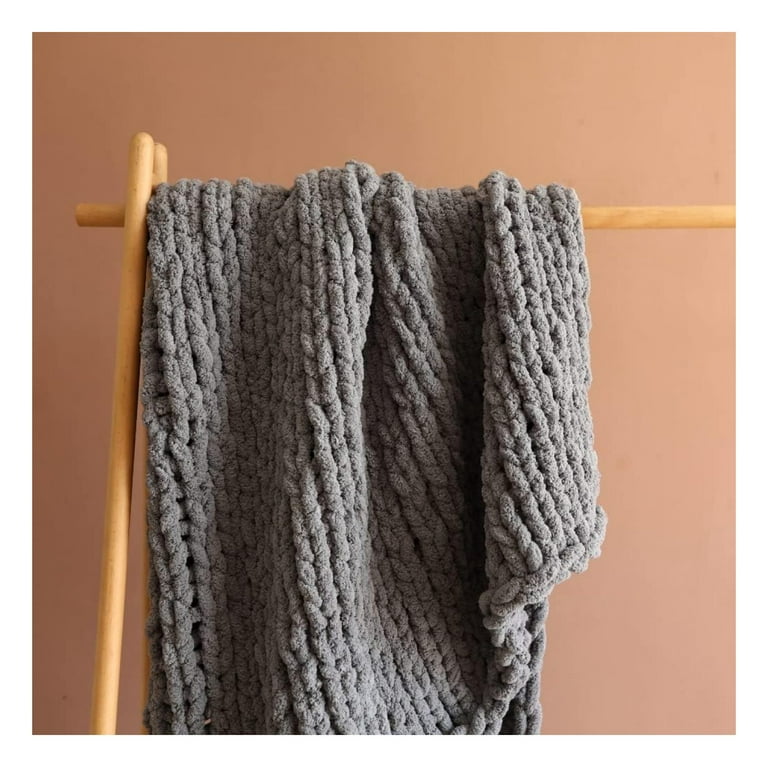 Abound Chunky Knit Blanket Throw 50 x60 5 lbs Chenille Yarn Knitted Blanket Crochet Blanket Cable Knit Throw Blanket Weighted Chunky Blanket Machine Washable Slate Grey Walmart