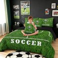 thumbnail image 3 of meiyoeat Minimalist Soccer Twin Bedding for Boys, Field Ball Sport Bedding Comforter Set, Green, Black Reversible, 7 Pieces, 3 of 6