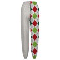 thumbnail image 3 of Pantalones de mezclilla Gibobby mujer deportivos informales con cordón y estampado digital de rosas a cuadros verdes sueltos Blanco M, 3 of 4