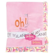 Dr. Seuss Oh, the Places You'll Go Pink Ruffled Velour Baby Blanket