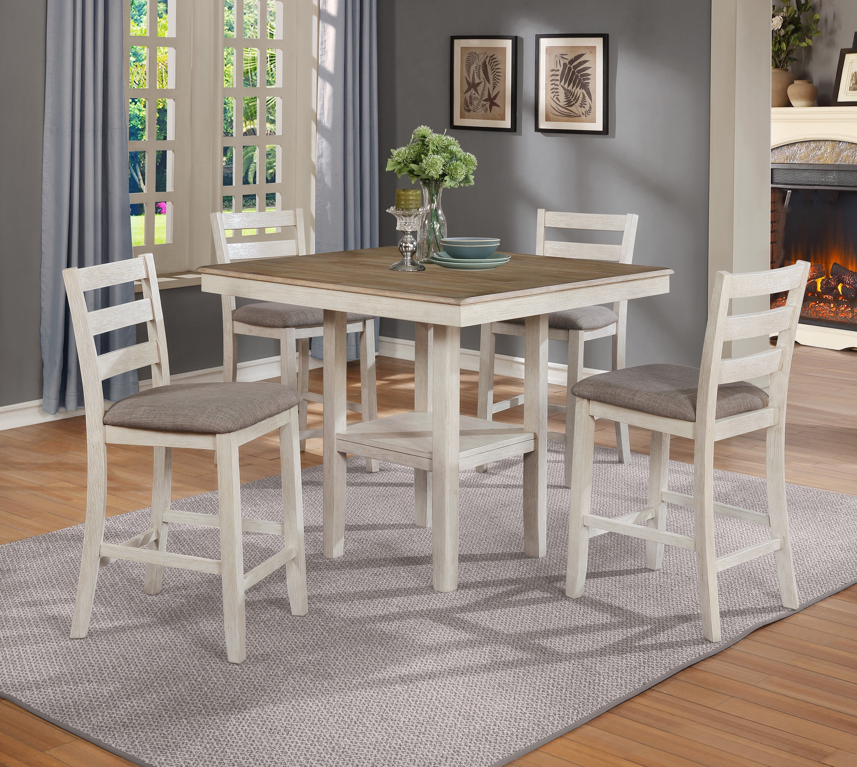 Crown Mark White Tahoe 5 Pack Counter Height Dining Set - Walmart.com ...