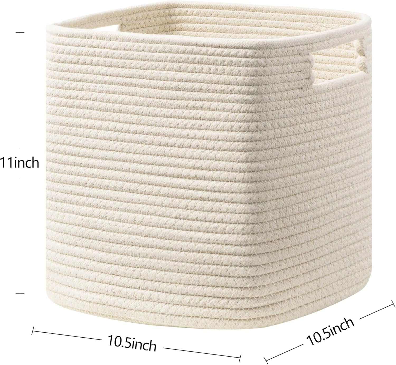 HBlife Set of 4 Storage Cubes-11 X 10.5 X 10.5 In, Cotton Rope Basket with Handles,Beige