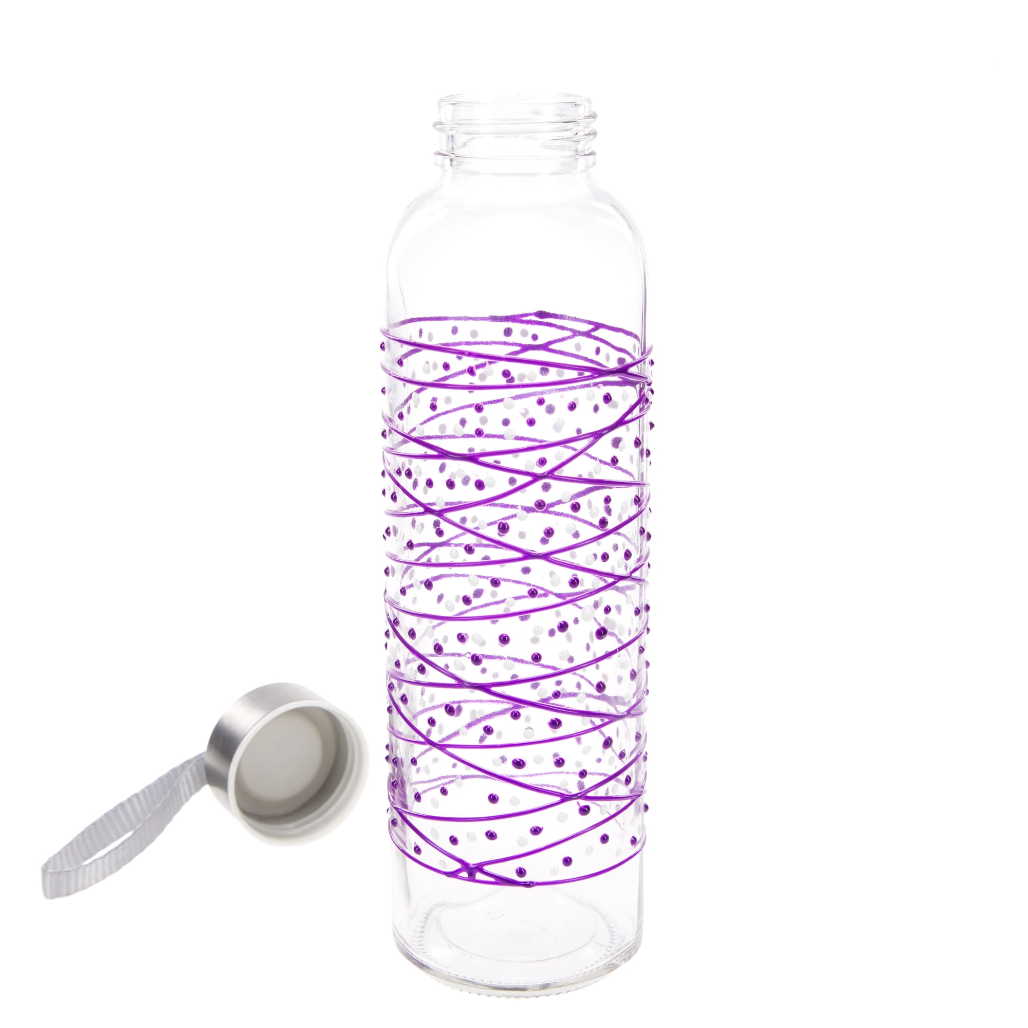 Purple Tangle - 16.5 oz Hand Decorated Glass Water Bottle
