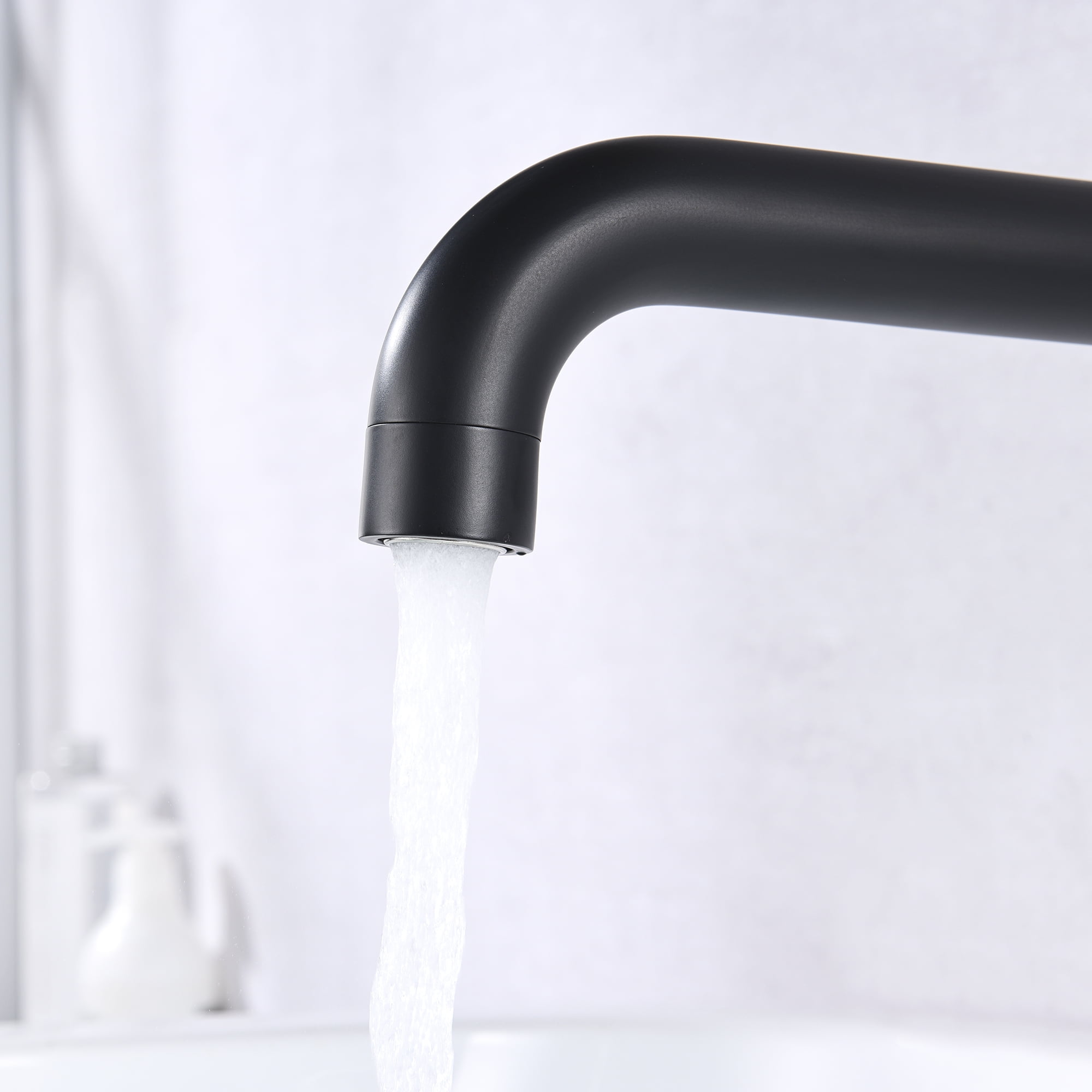 Wall Mount Tub Filler Matte Black Bathtub Faucet High Flow Two Cross Handles with Rough in Valve, Extra Long Spout Sumerain