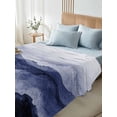 thumbnail image 4 of Navy Blue Ombre Mountain King Size Flat Sheet, Wrinkleproof & Fadeproof Cooling Flat Bed Sheet Only, Nature Abstract Art Marble Breathable Soft Bedding Top Sheets 105 x 98 Inches, 4 of 8