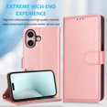 thumbnail image 6 of Wallet Case for iPhone 16, 2 In 1 PU Leather Flip Phone Case with Detachable Magnetic TPU Inner, Kickstand Phone Cover with Card Slots & Wrist Strap for iPhone 16, Rosegold, 6 of 6
