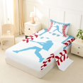 thumbnail image 2 of Erosebridal Light Blue Dripping Baseball Stitch & Batter Silhouette Graphic Twin Sheet Sets 3pcs, Ball Gamer Bedding for Boys And Girls Kids,Microfiber Bedroom Decor, 2 of 5