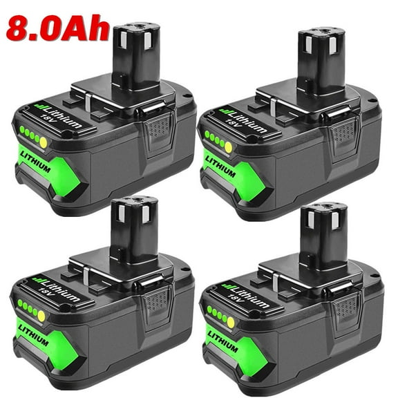 4Pack 8.0AH For Ryobi 18V One  Plus P108 18Volts Lithium-ion High Capacity Battery